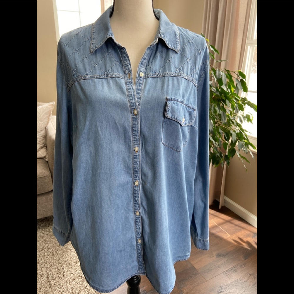 I Love Ronson Denim Button Down Shirt Size XL